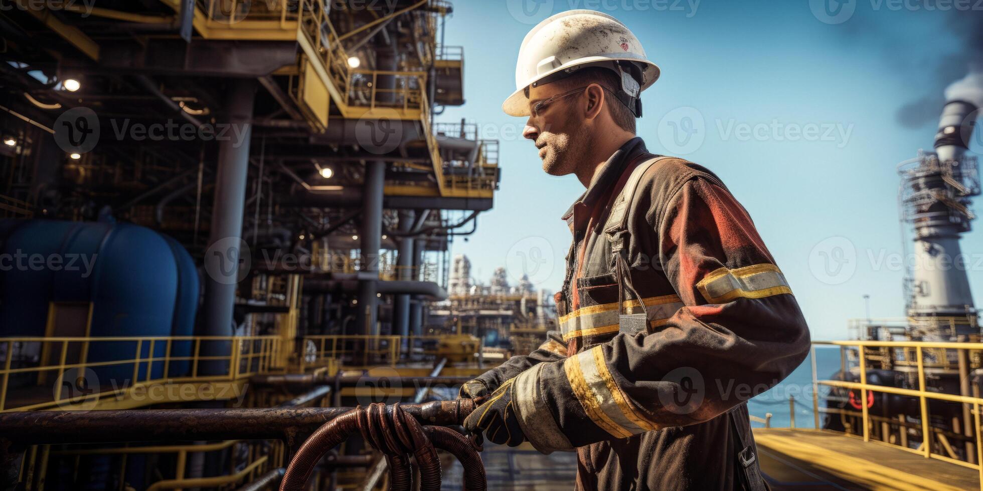 AI generated man oil rig workers Generative AI photo