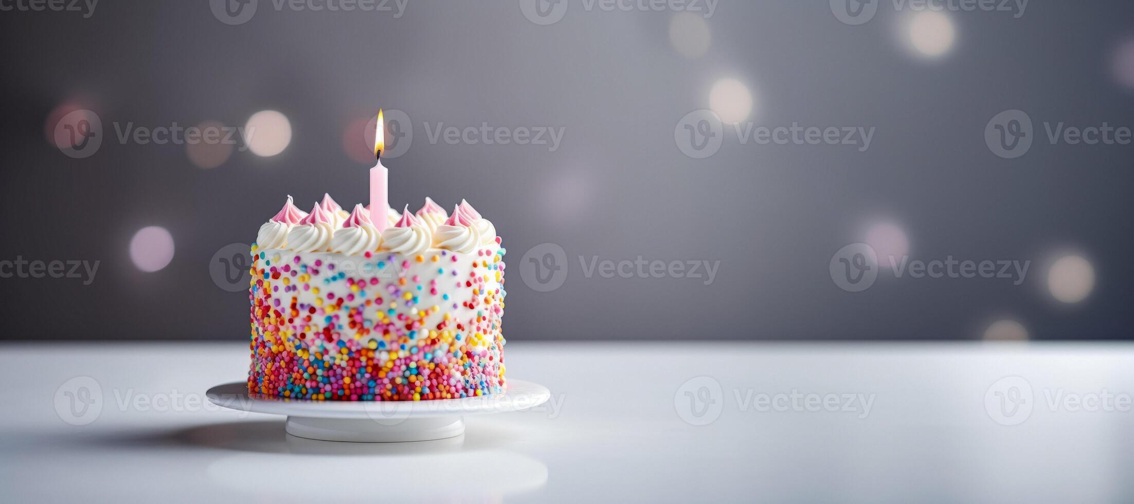 AI generated cake with candles on blurred background Generative AI photo