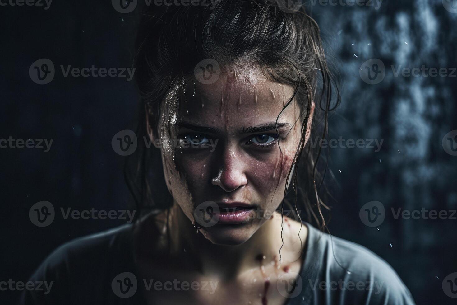 AI generated battered woman violence in family relationship Generative AI photo