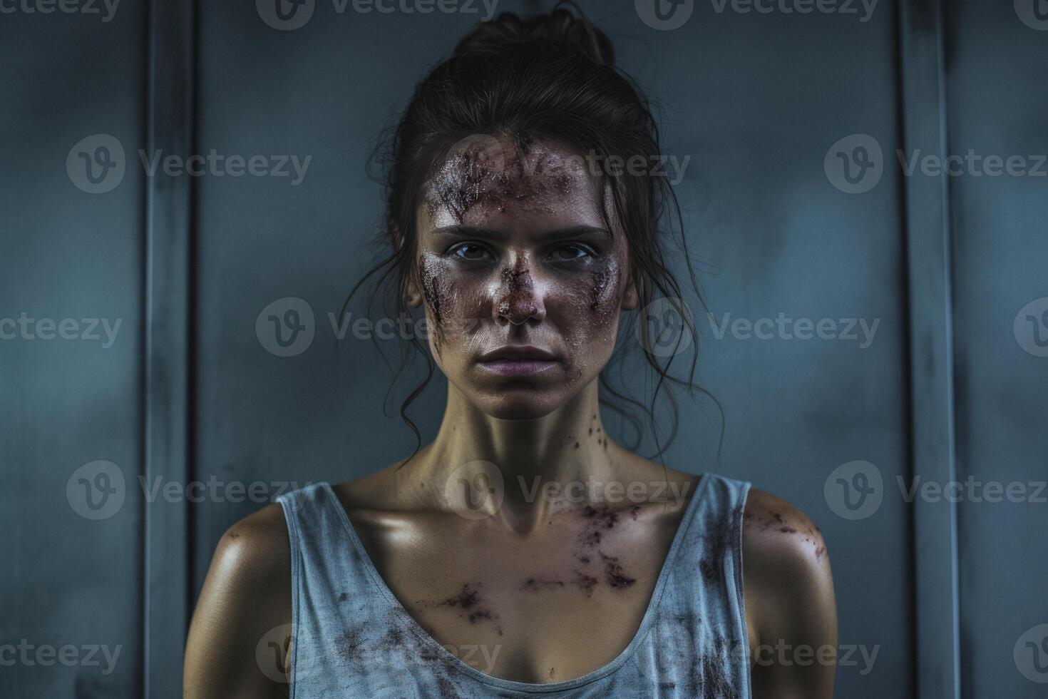 AI generated battered woman violence in family relationship Generative AI photo