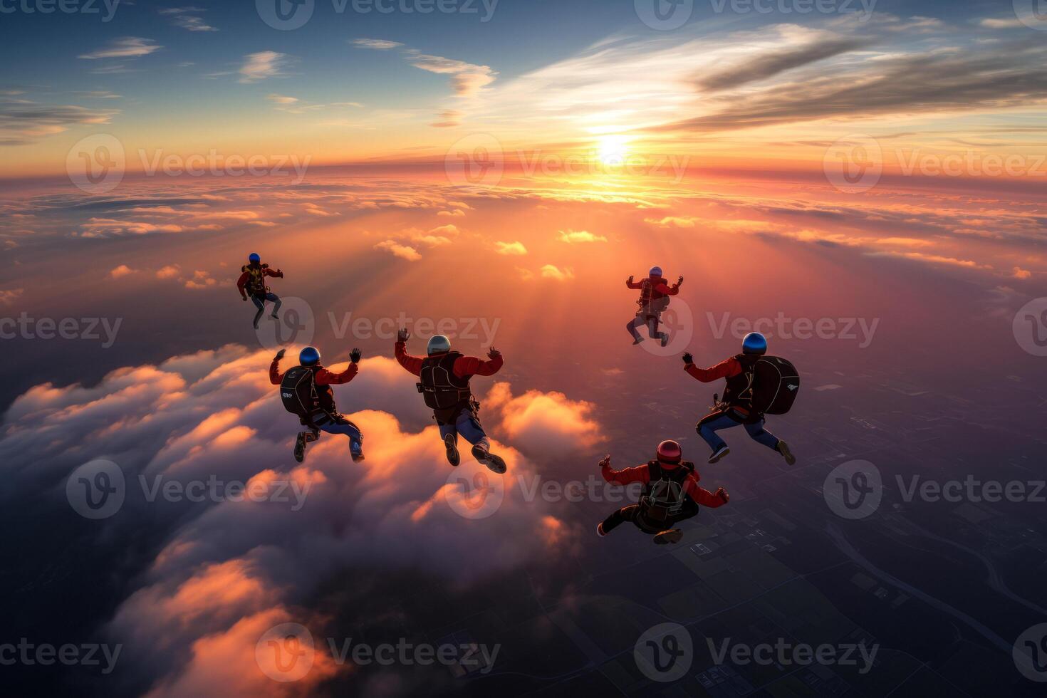 AI generated group Sky diving Generative AI photo