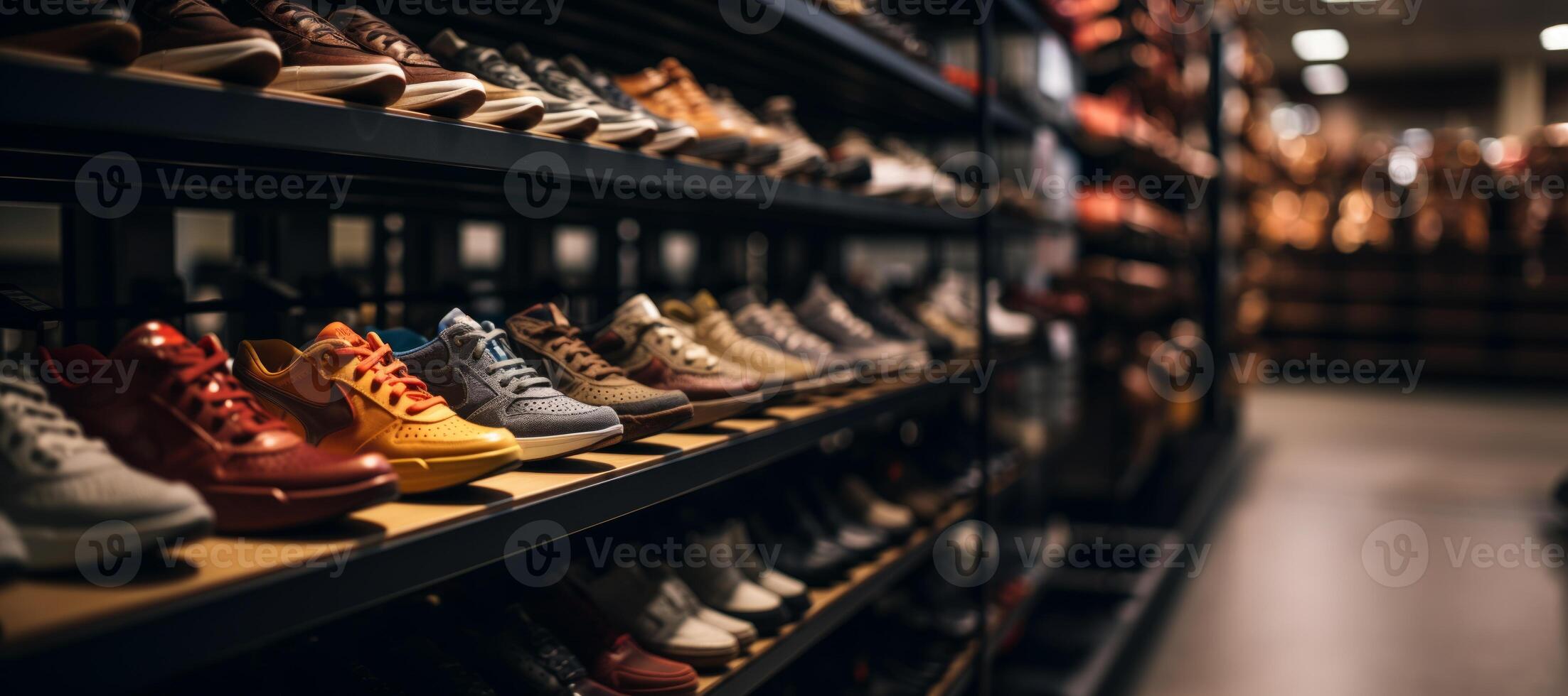 AI generated display case with shoes in a shoe store Generative AI photo