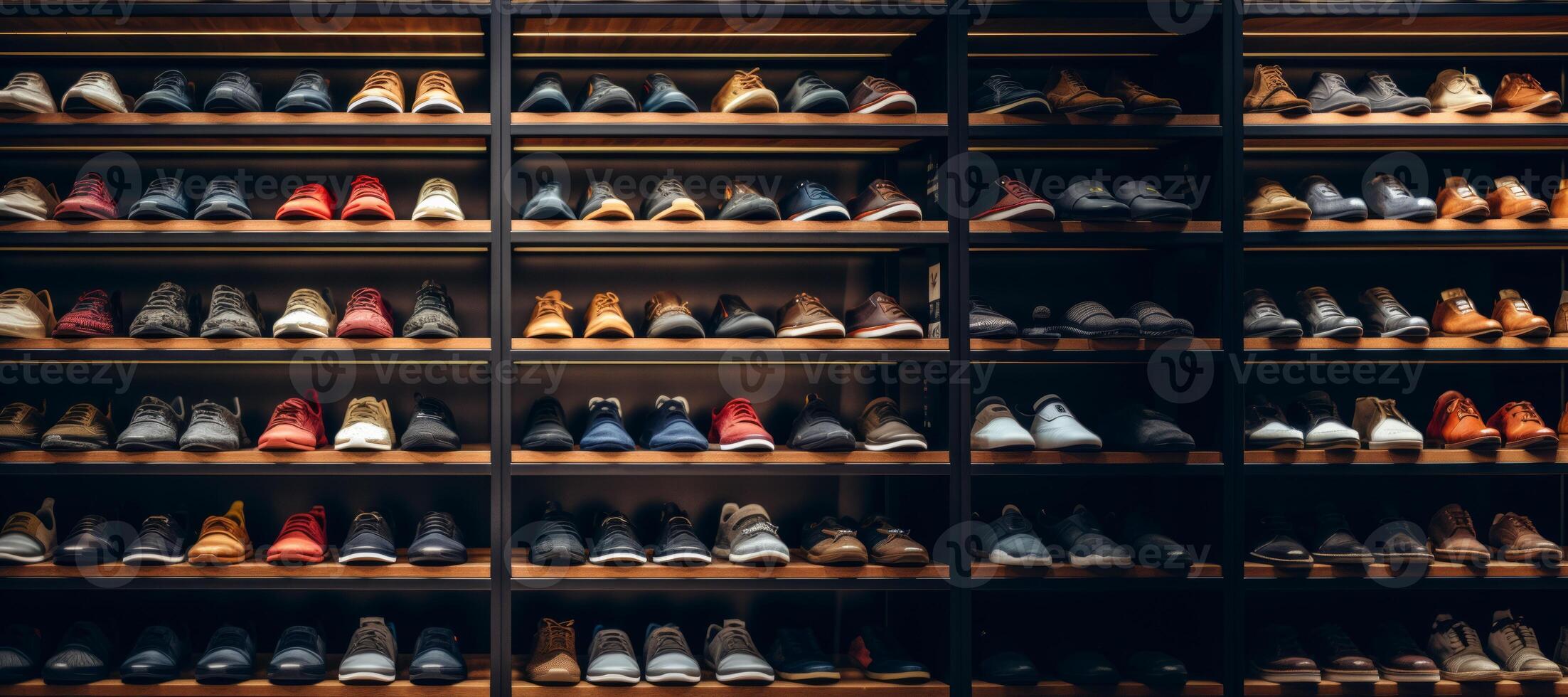 AI generated display case with shoes in a shoe store Generative AI photo