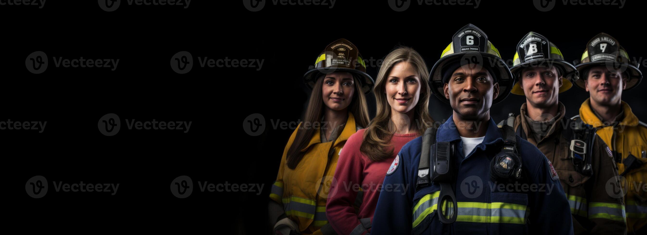 AI generated portrait of a fireman on a blurred background Generative AI photo