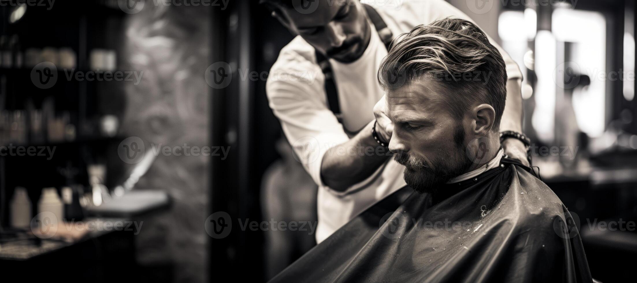 AI generated man in a barbershop Generative AI photo