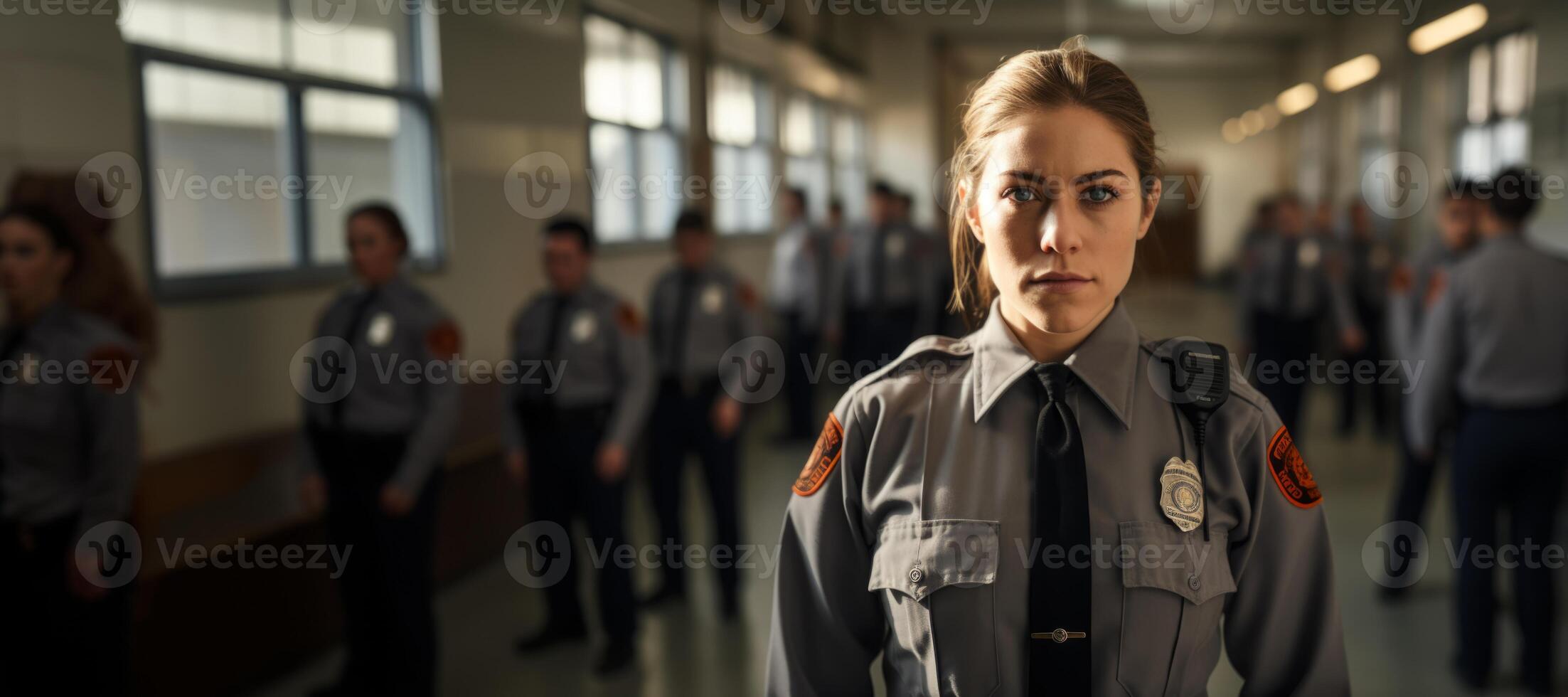AI generated girl guard in prison Generative AI photo