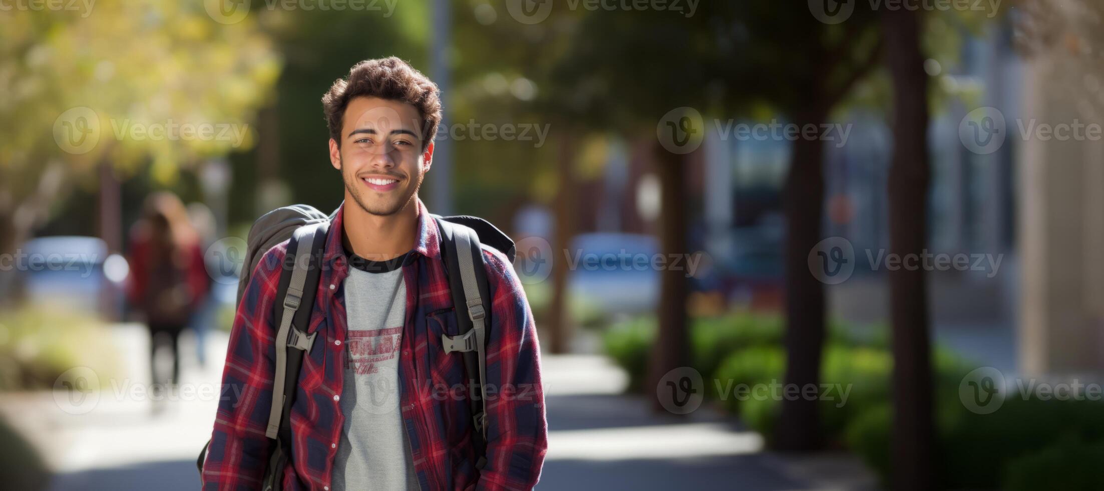 AI generated boy college student Generative AI photo