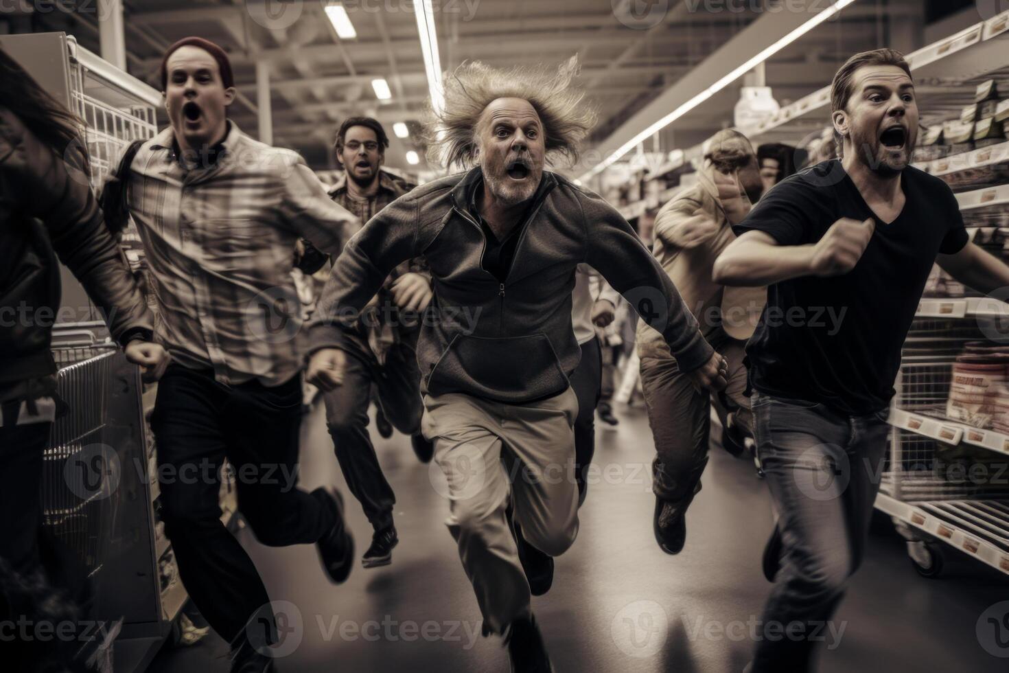 AI generated crowds of people in stores on the day of the Black Friday sale Generative AI photo