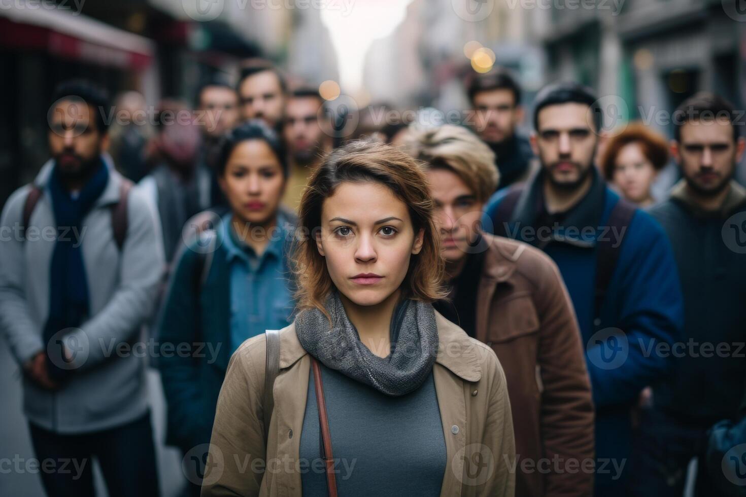 AI generated woman in the crowd Generative AI photo