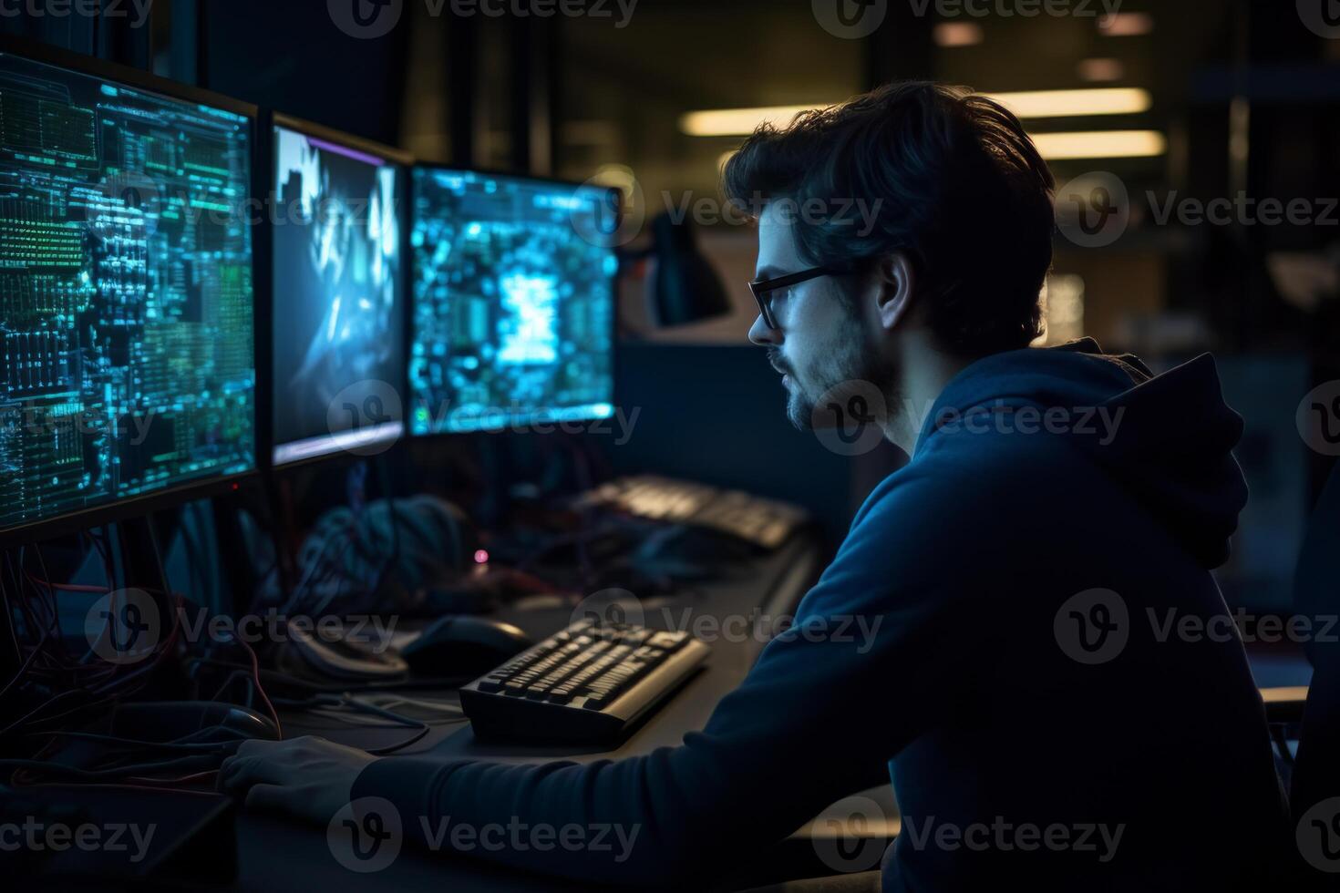 AI generated IT guy programming writes code Generative AI 44527763 ...