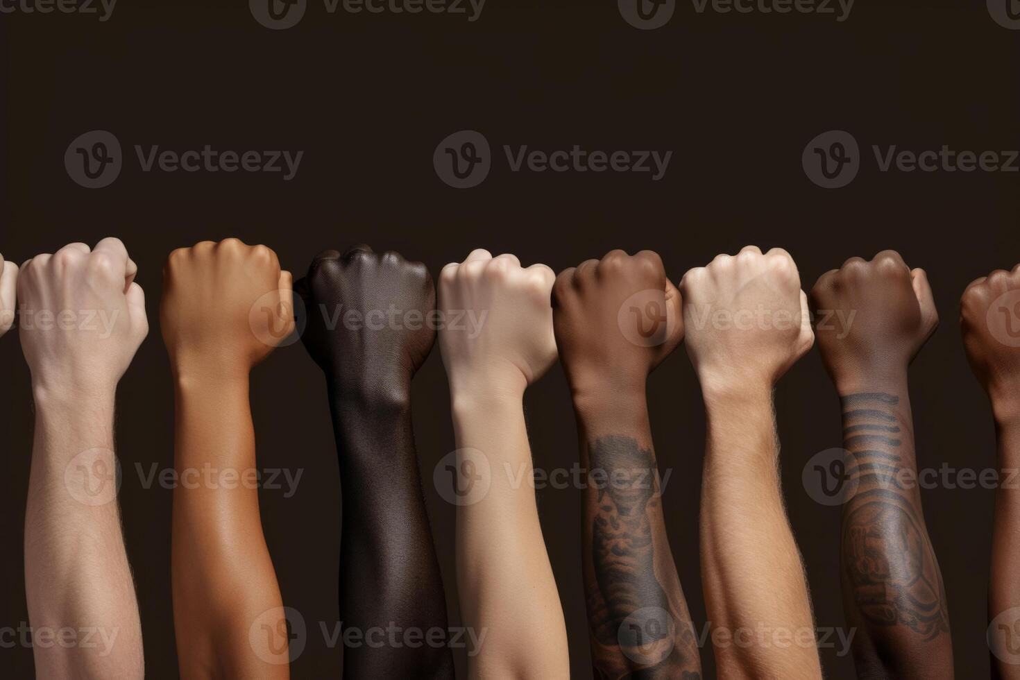 AI generated multiethnic hands of different races Generative AI photo