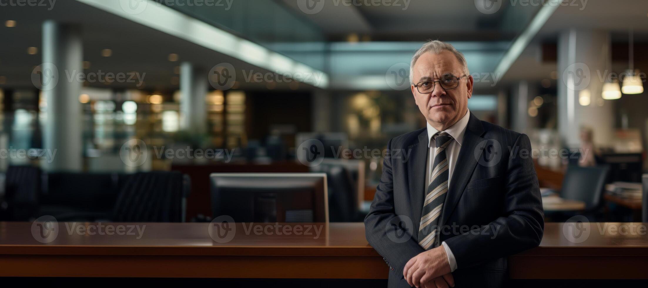 AI generated Portrait of a male banker in the office Generative AI photo