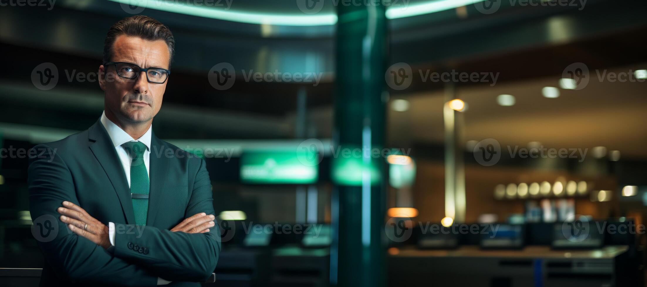 AI generated Portrait of a male banker in the office Generative AI photo