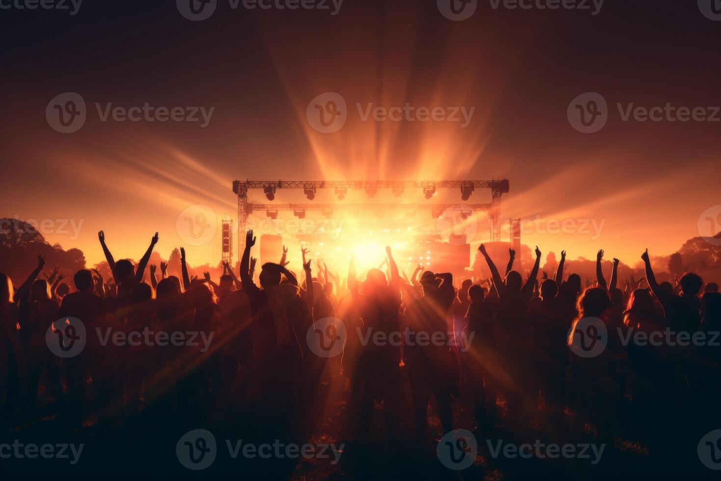 AI generated silhouette of dancing people at a party Generative AI photo