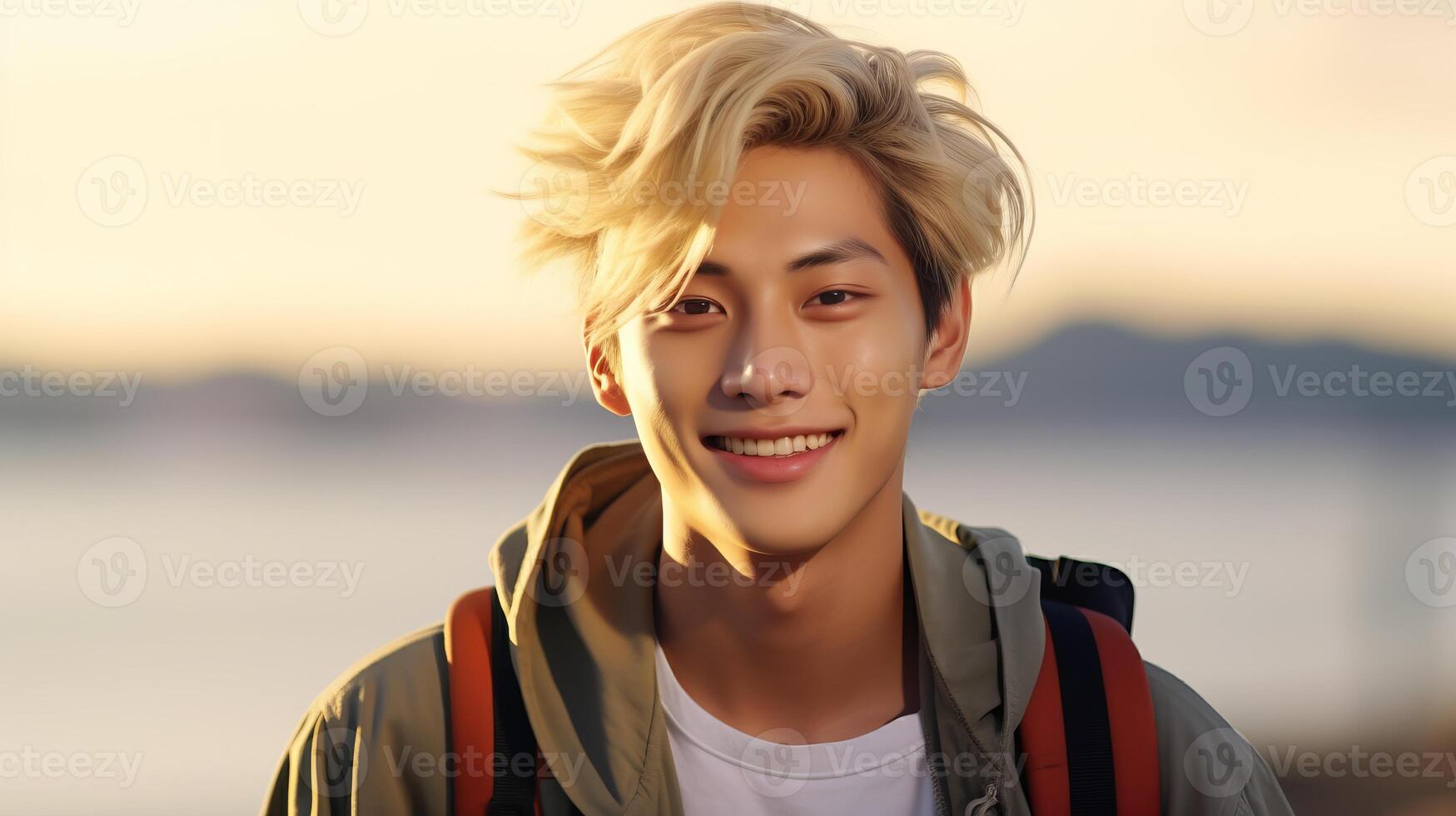 AI generated blond korean man Generative AI photo