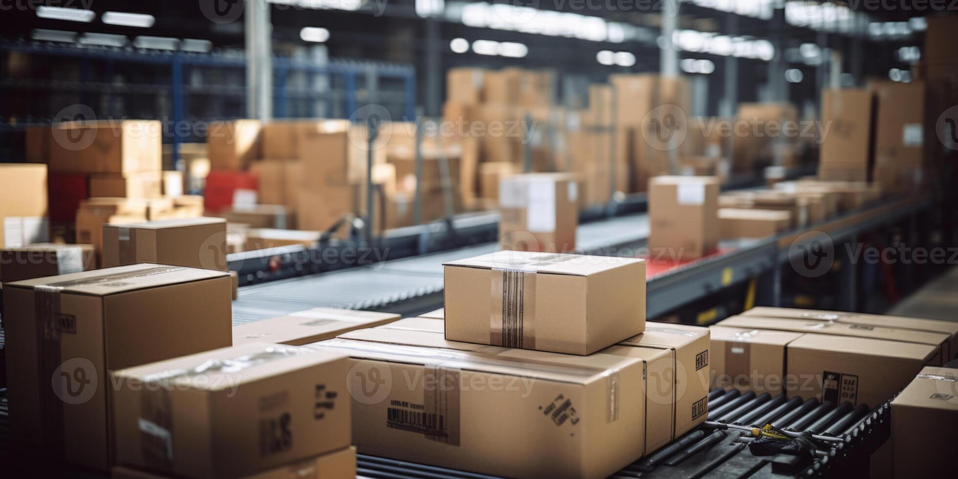 AI generated parcel sorting center Generative AI photo