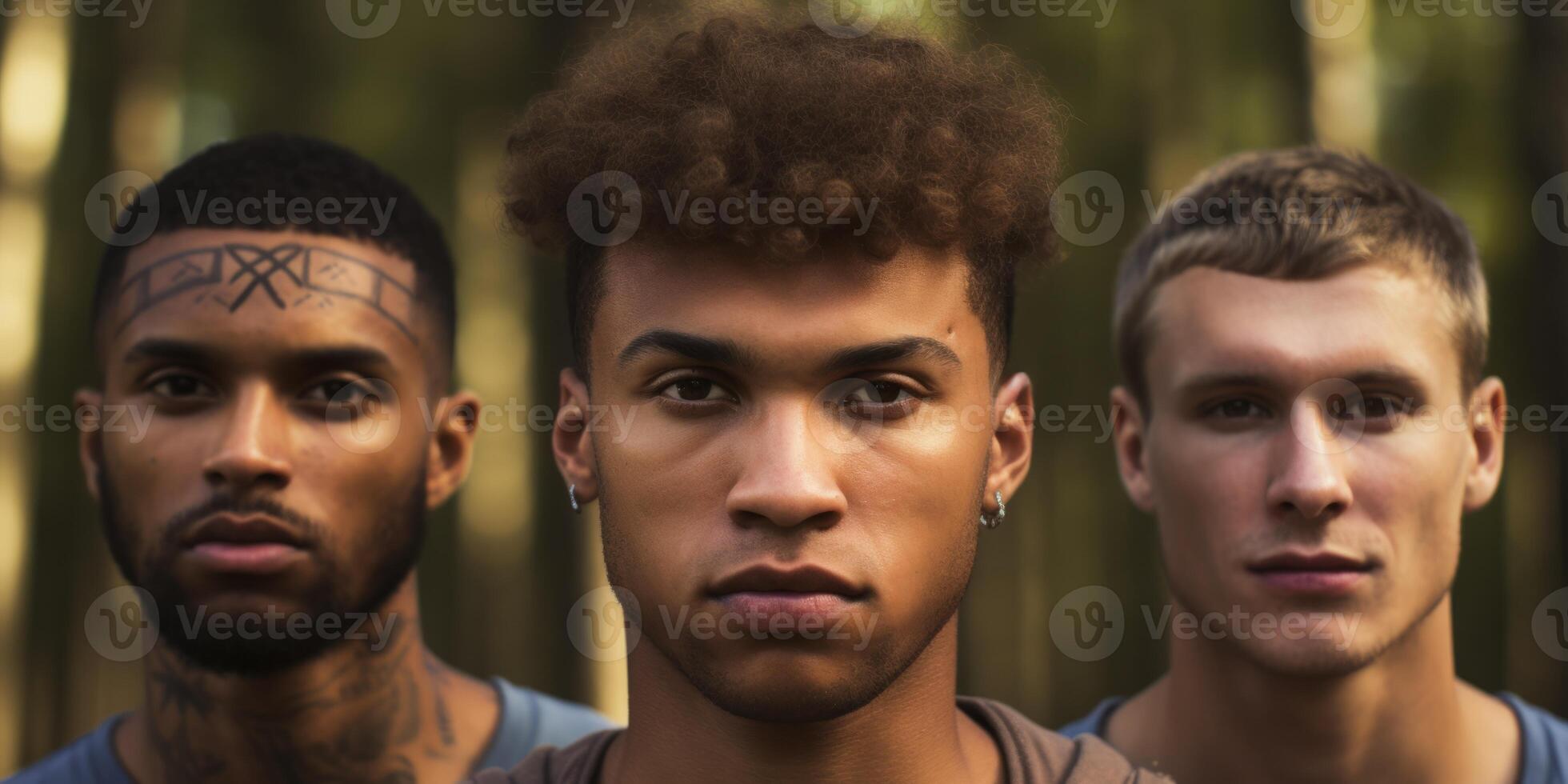 AI generated portrait of multiracial men  Generative AI photo