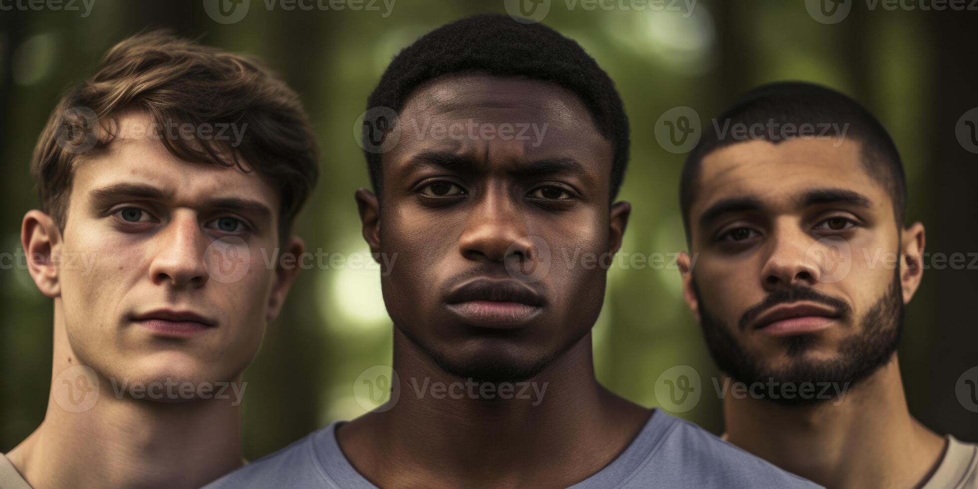 AI generated portrait of multiracial men  Generative AI photo