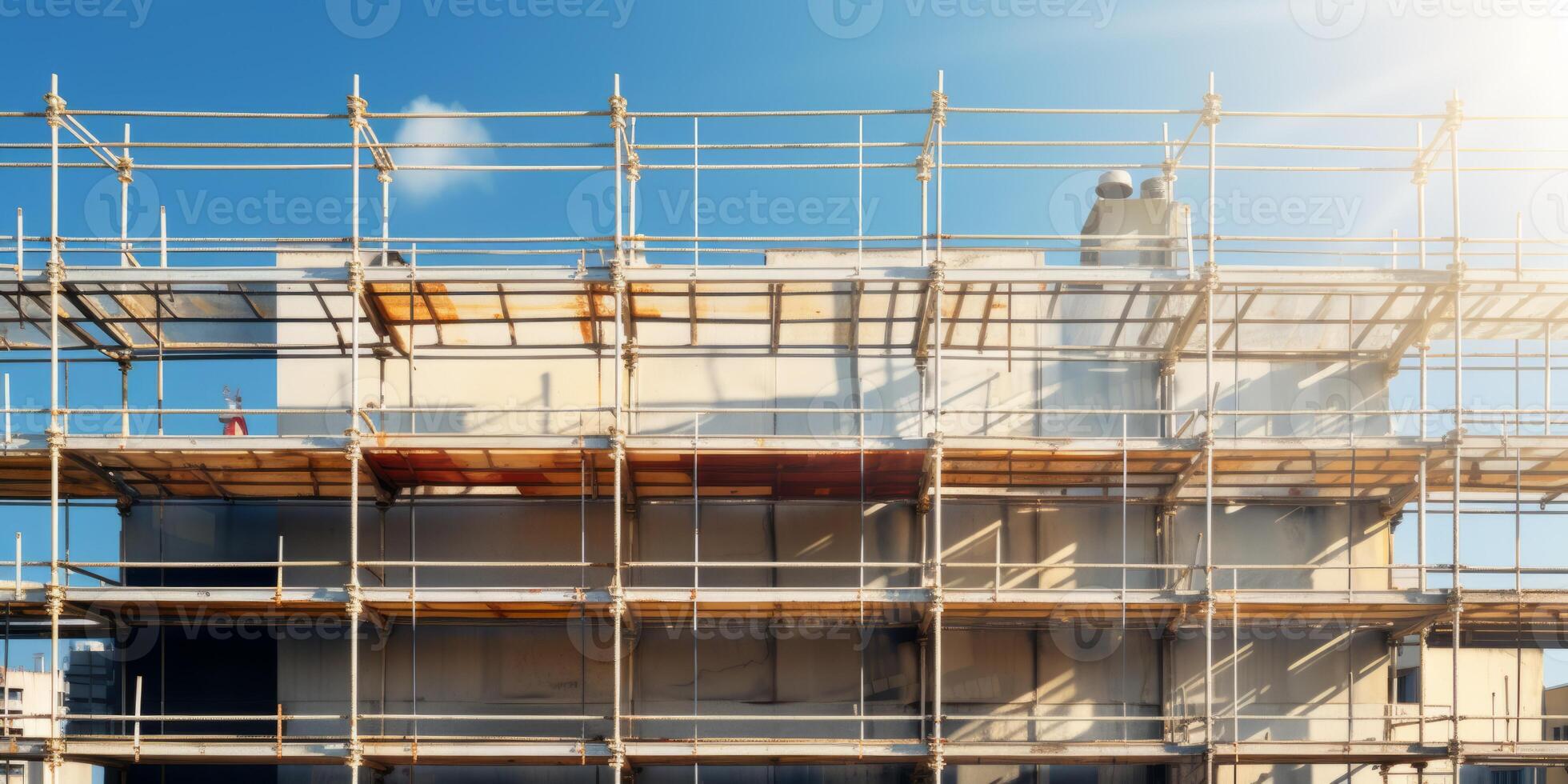 AI generated scaffolding on the facade of the building Generative AI photo