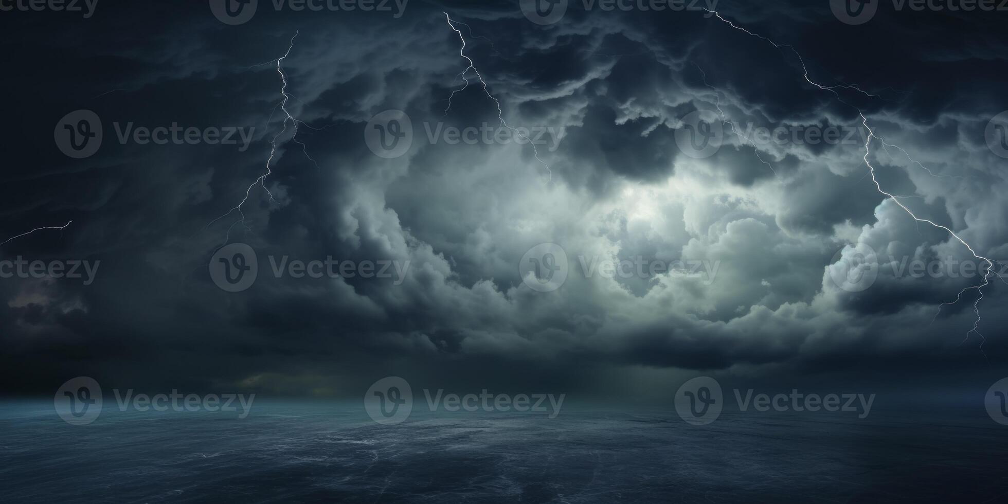 AI generated Dark Stormy sky with clouds over the sea Generative AI photo