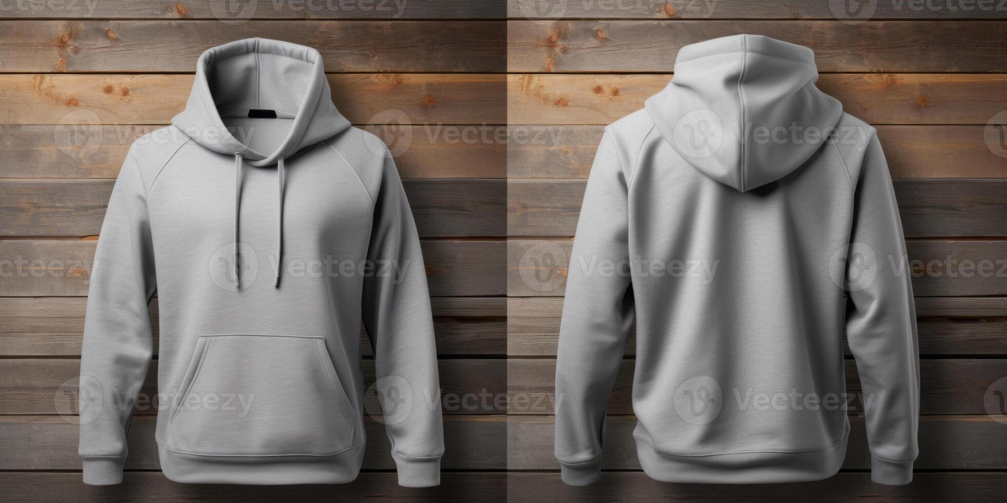 AI generated gray hoodie front and back mockup Generative AI photo