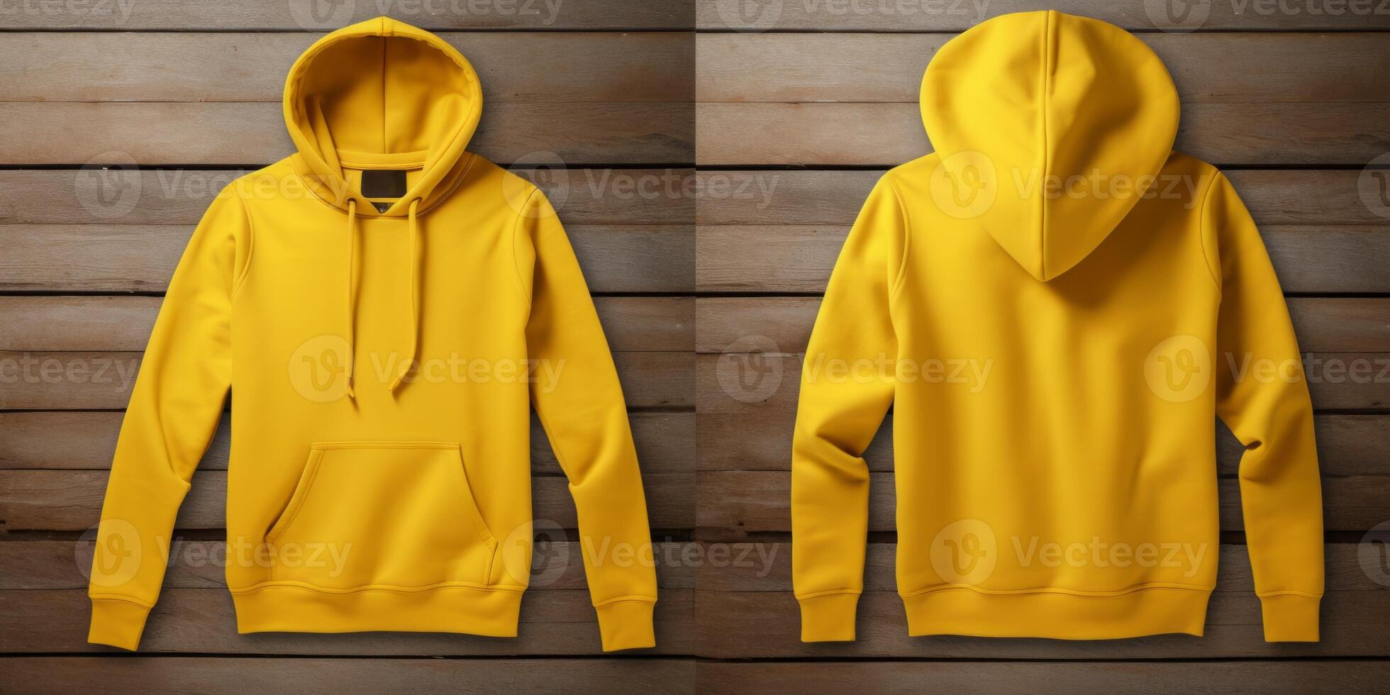 AI generated yellow hoodie front and back mockup Generative AI photo