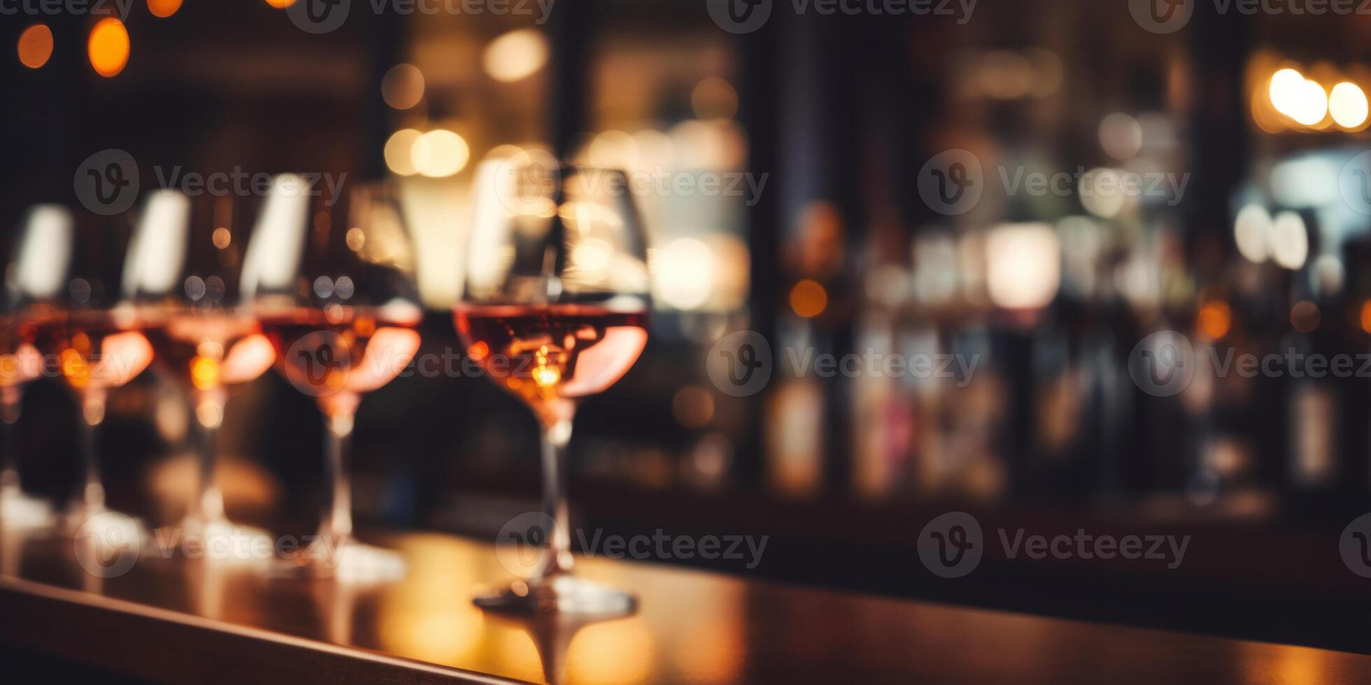 AI generated glasses of wine on the bar counter Generative AI photo
