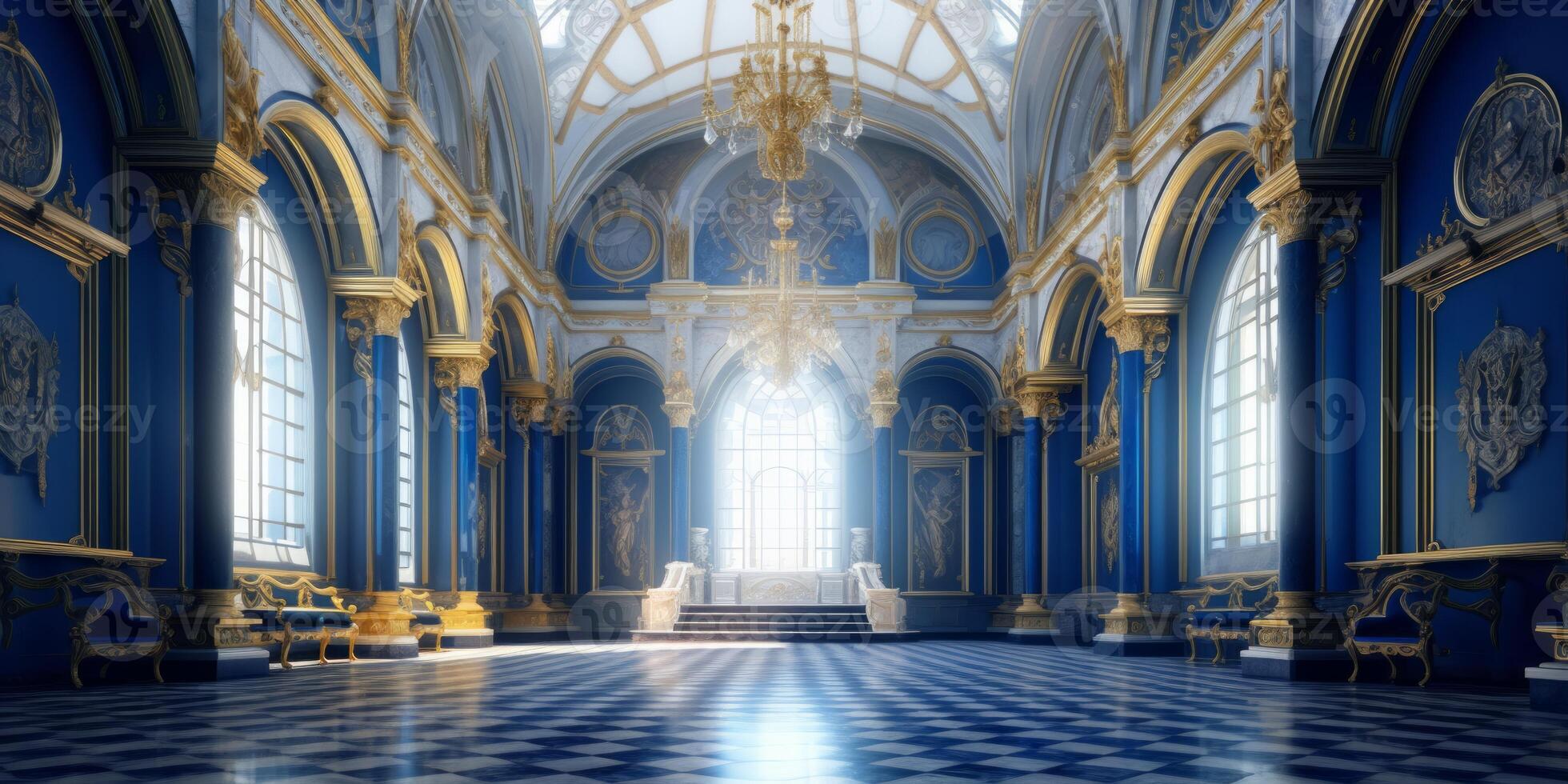 AI generated fantastic castle interior royal palace Generative AI photo