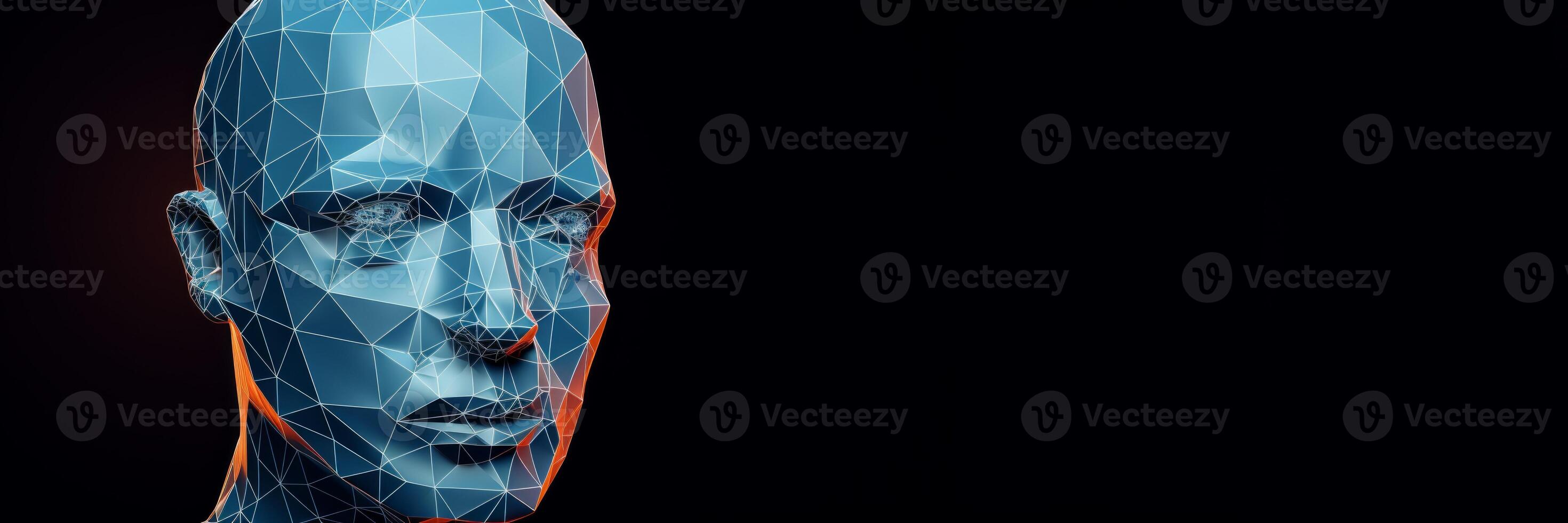 AI generated artificial intelligence human head on a dark background Generative AI photo