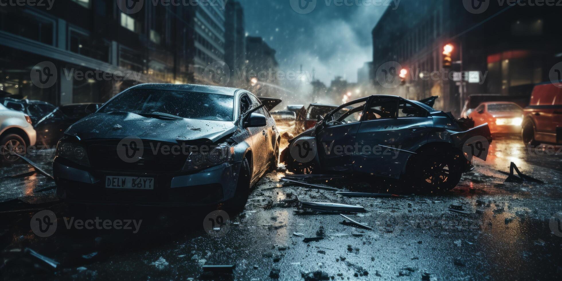 AI generated multiplayer car accident Generative AI photo