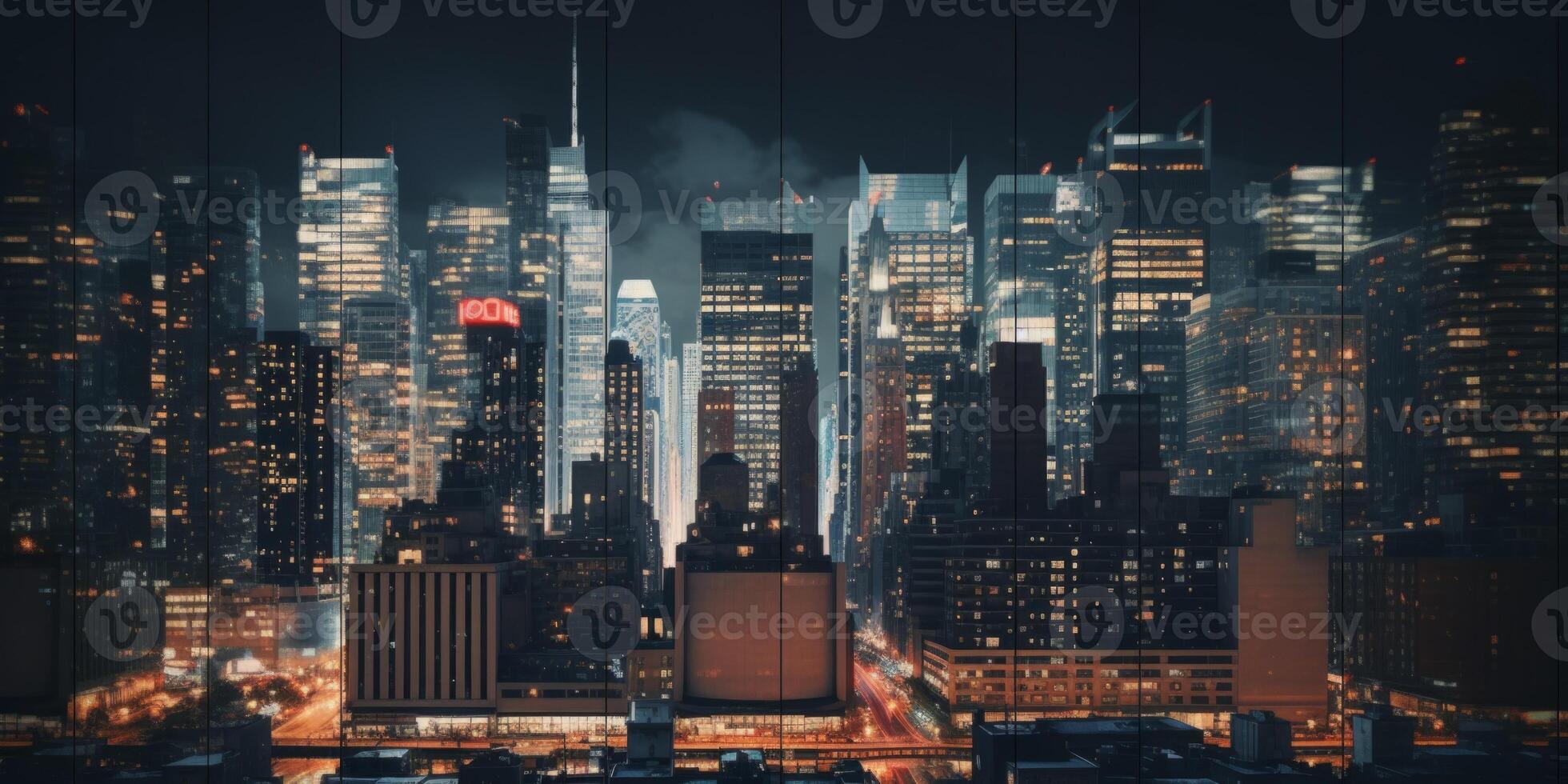 AI generated skyscrapers of the night city Generative AI photo