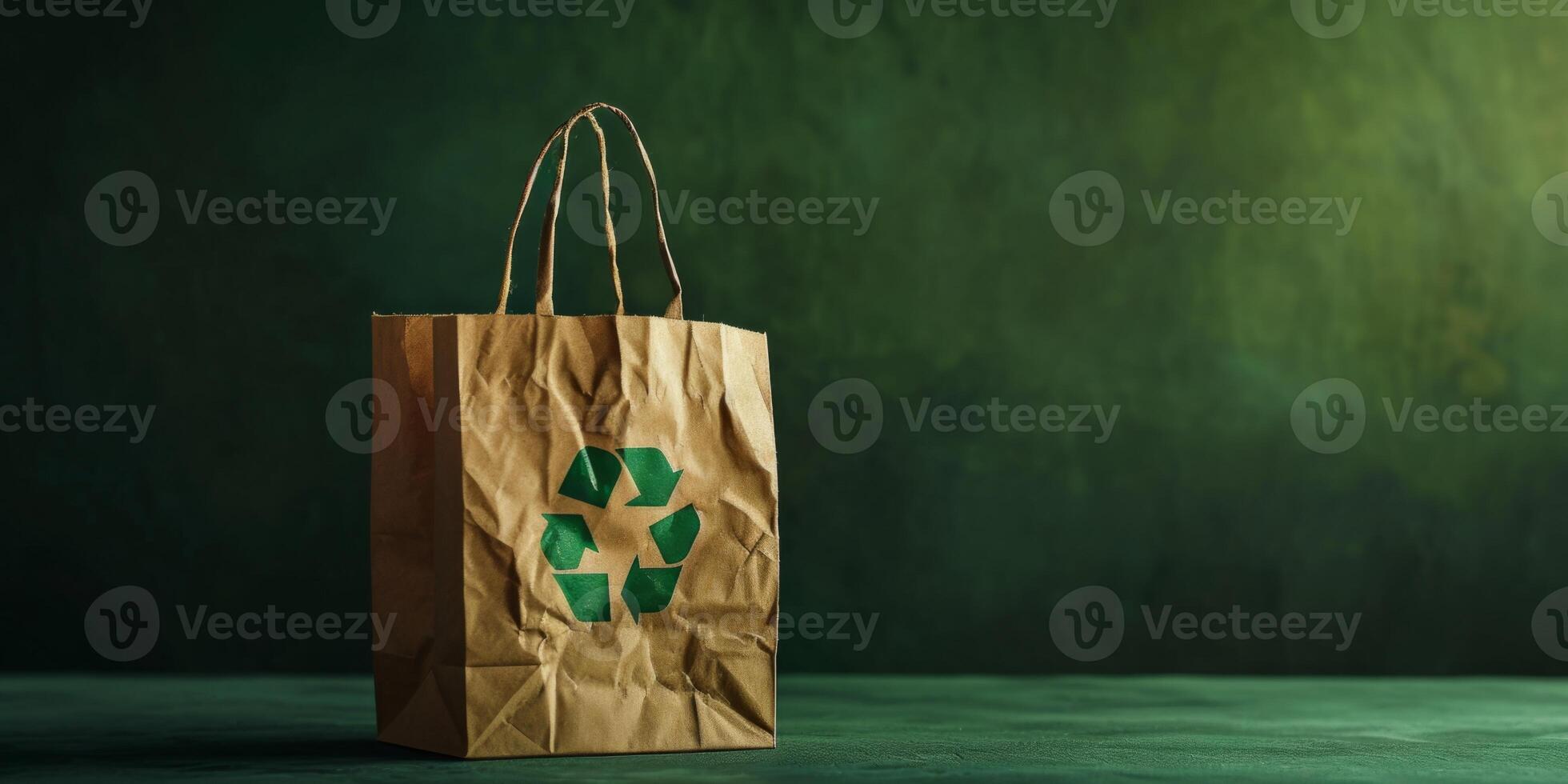 AI generated paper bag with recycling symbol Generative AI photo