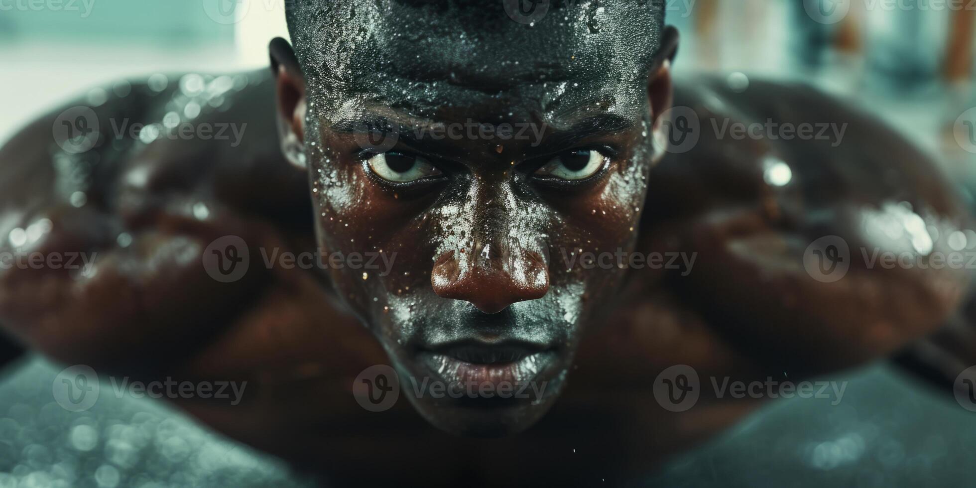 AI generated man doing push-ups in the gym Generative AI photo
