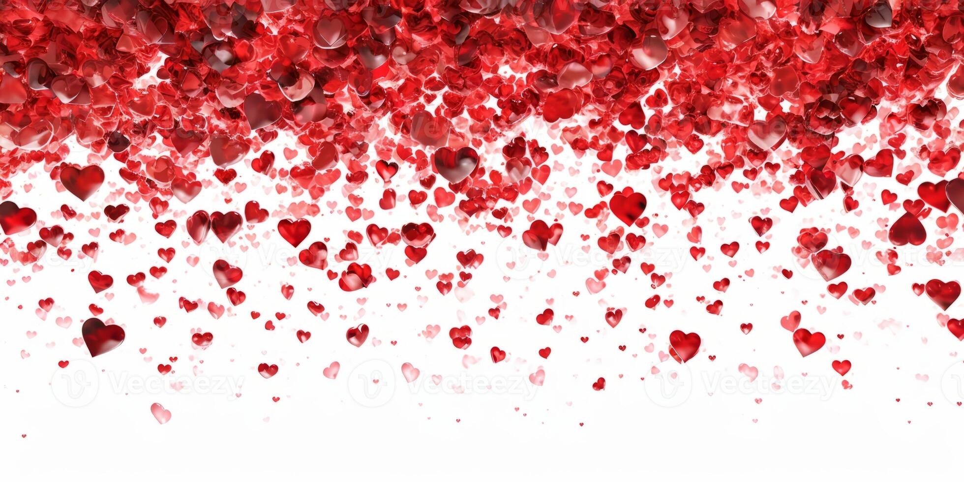 AI generated abstract background for Valentine's Day with hearts on a white background Generative AI photo