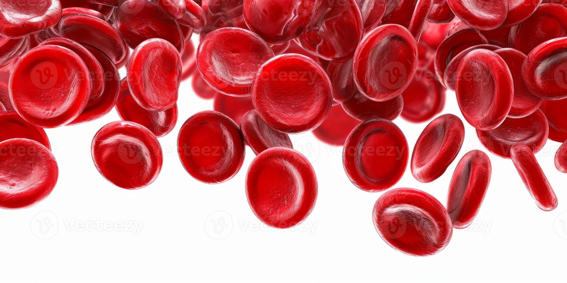AI generated red blood cells hemoglobin on white background Generative AI photo