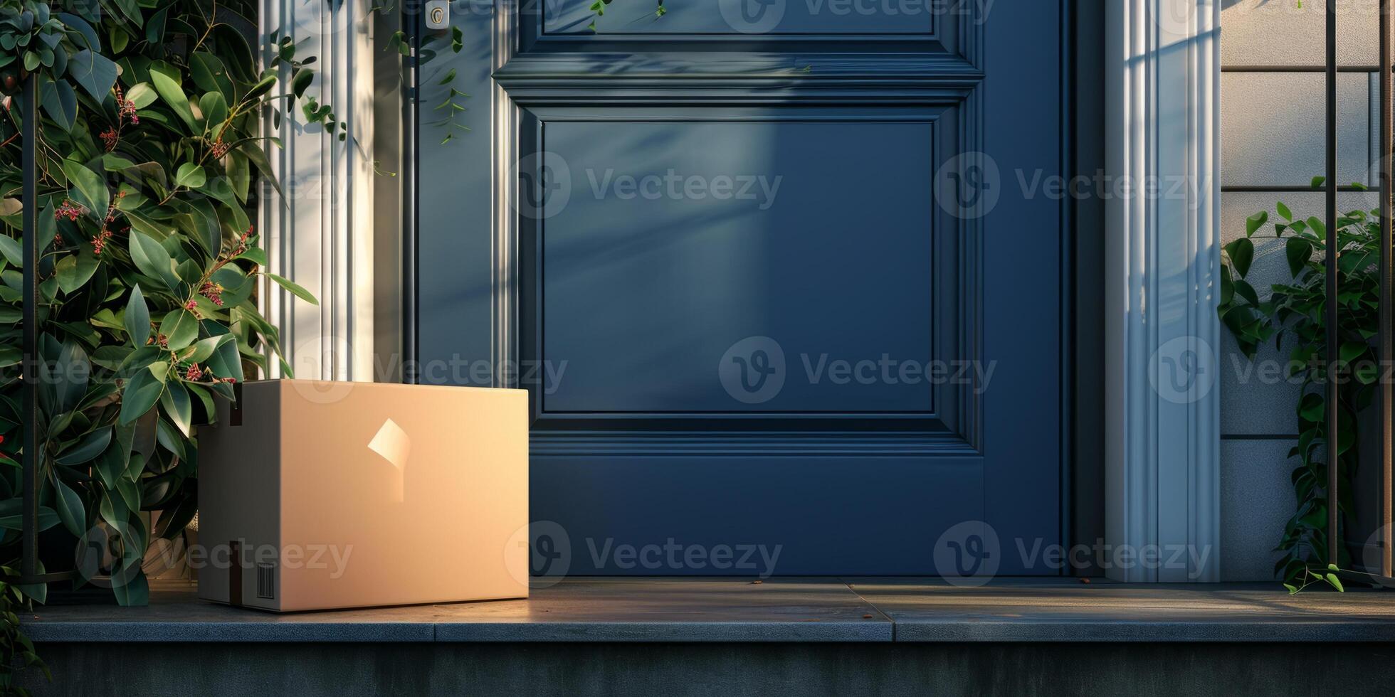 AI generated parcel on the doorstep Generative AI photo