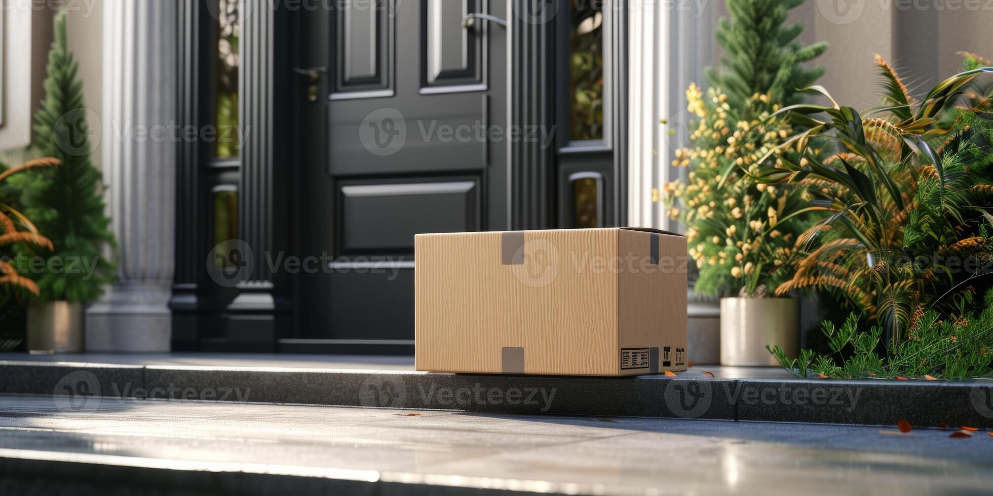 AI generated parcel on the doorstep Generative AI photo