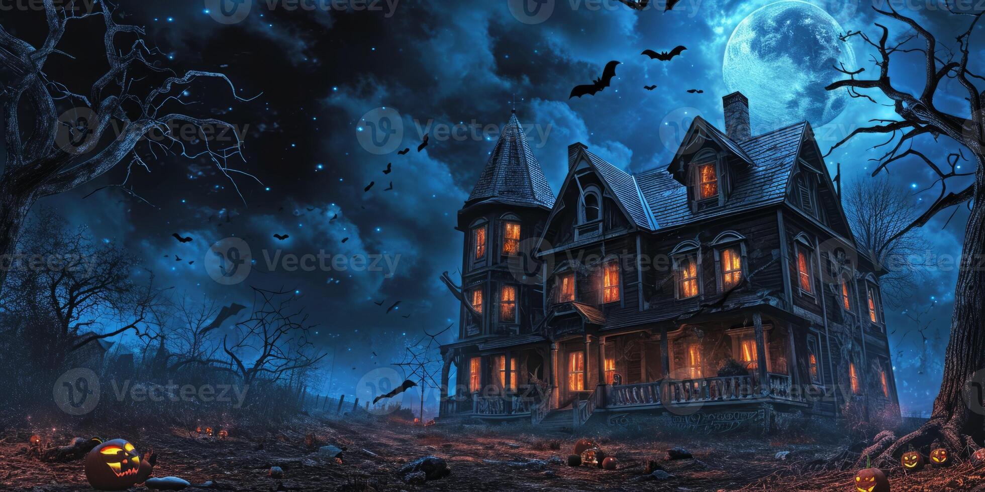 Halloween Haunted House Bats photo