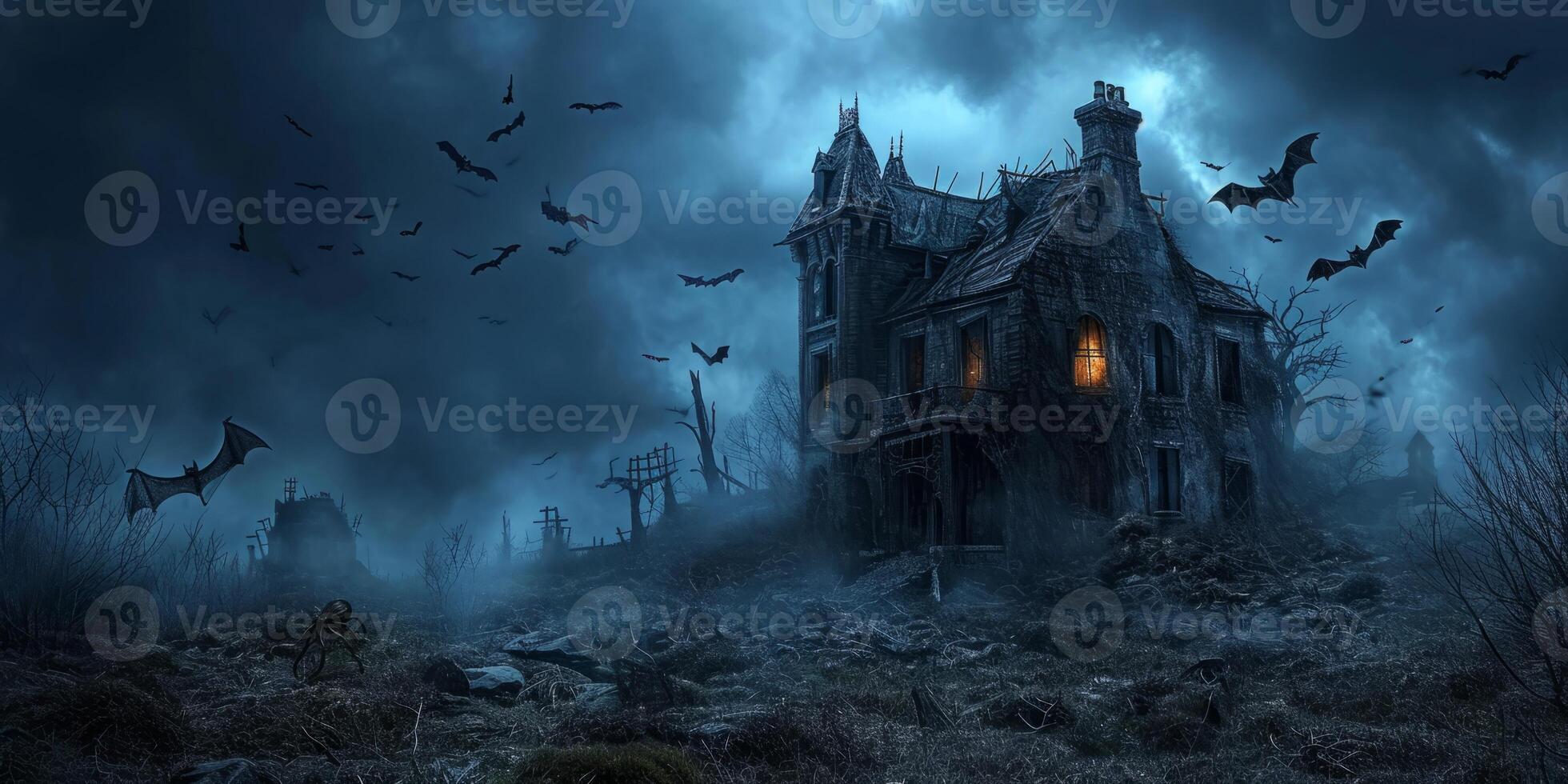 Halloween Haunted House Bats photo