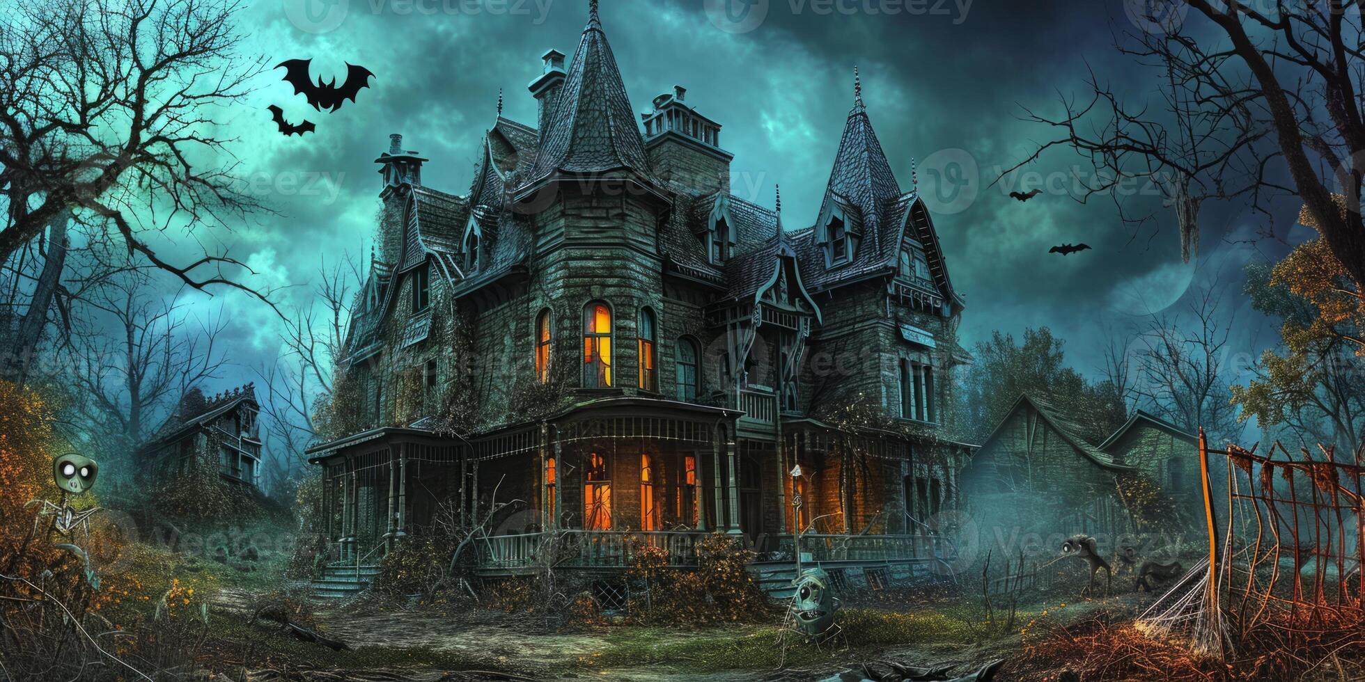 Halloween Haunted House Bats photo