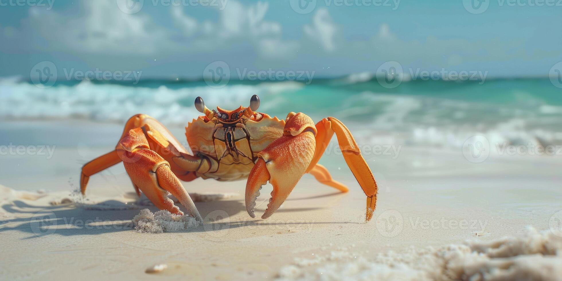 crab on the sand on the shore photo