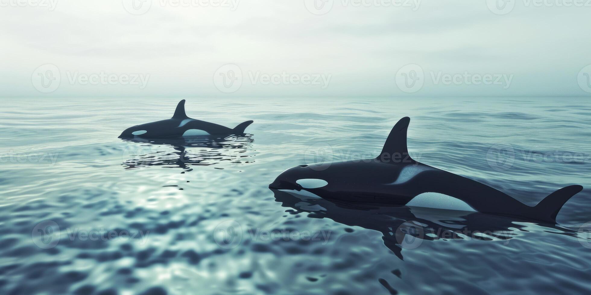 killer whales in the ocean photo