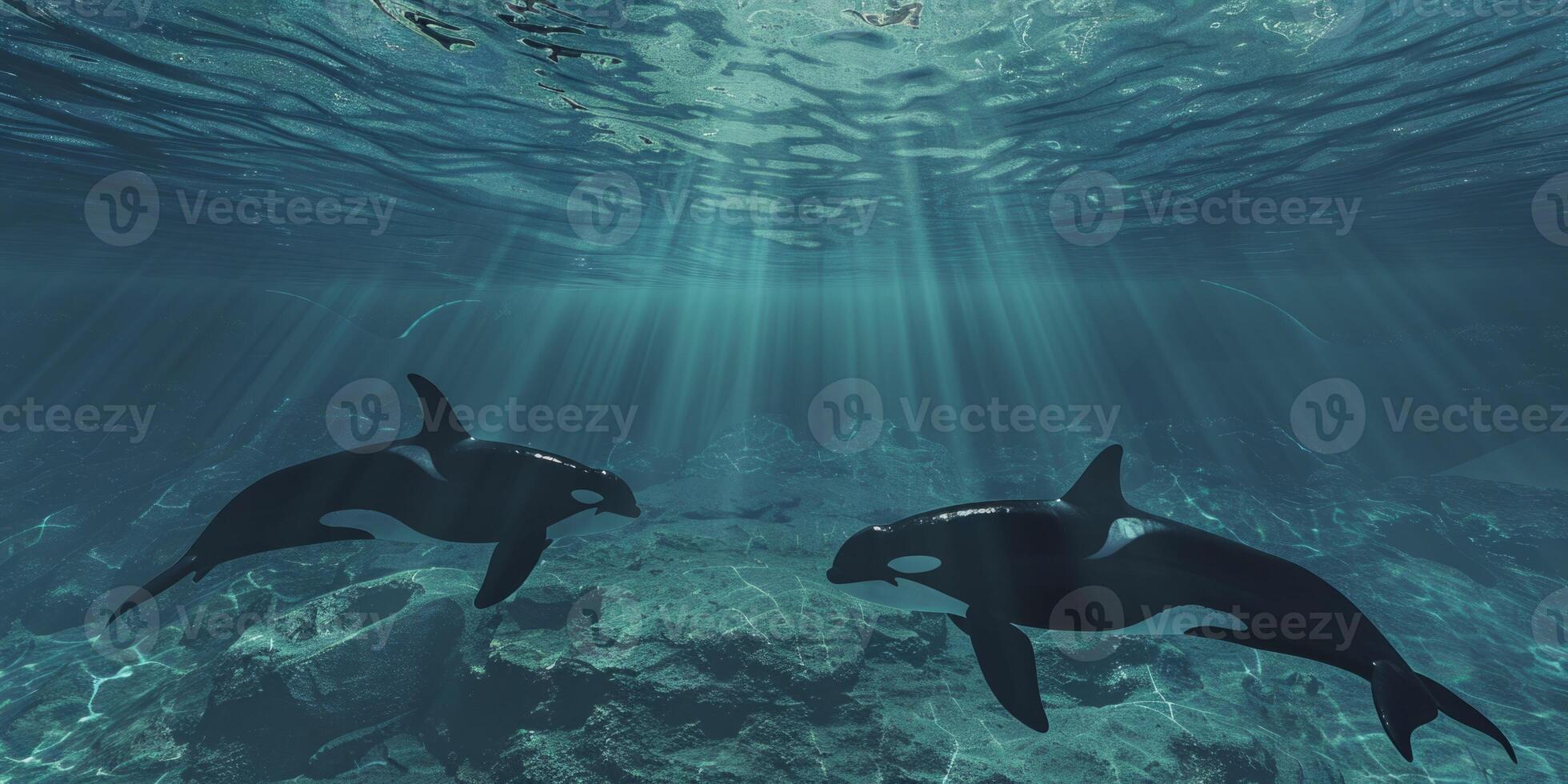 killer whales in the ocean photo