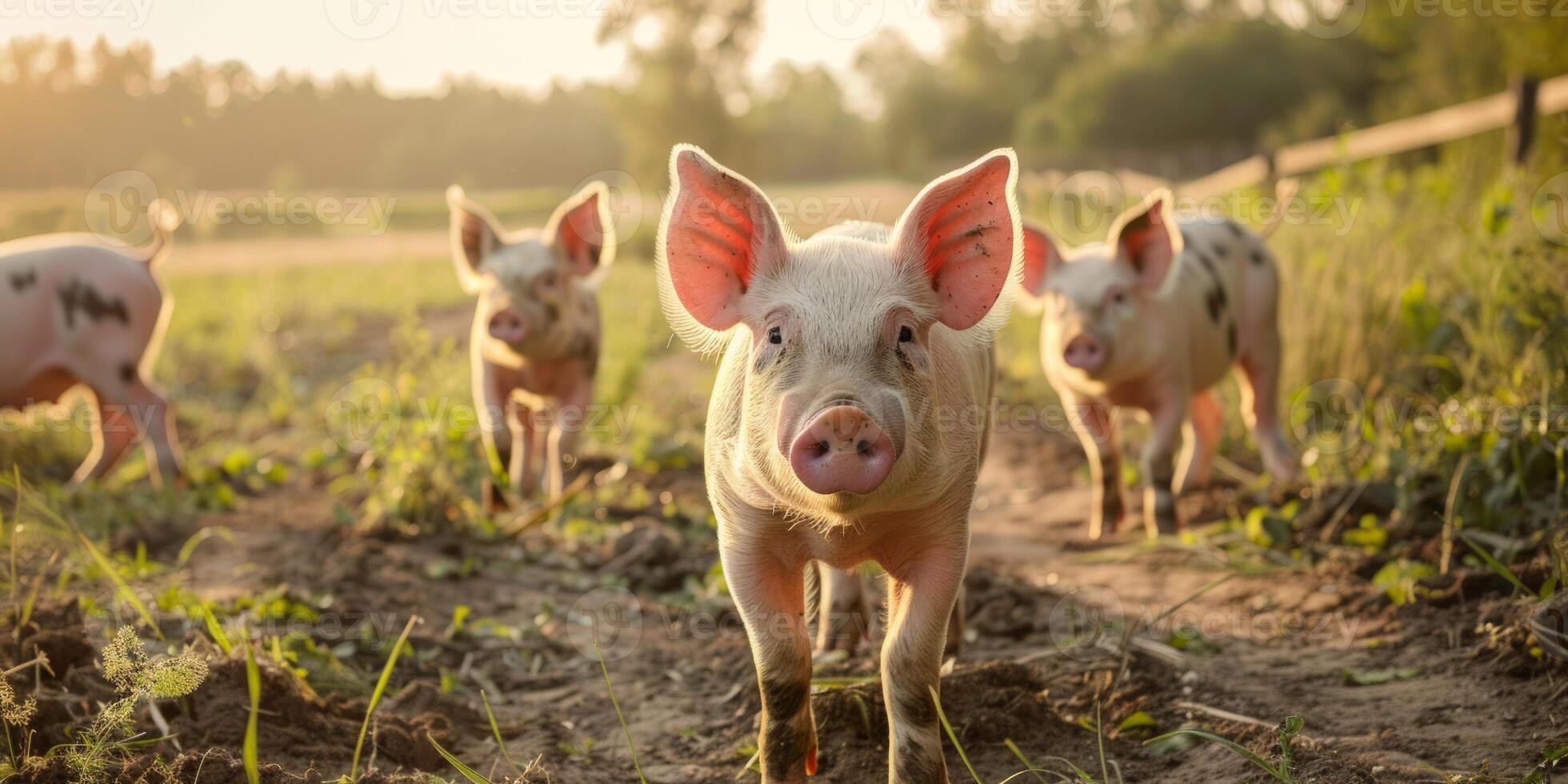 pigs in a pigsty on a farm photo
