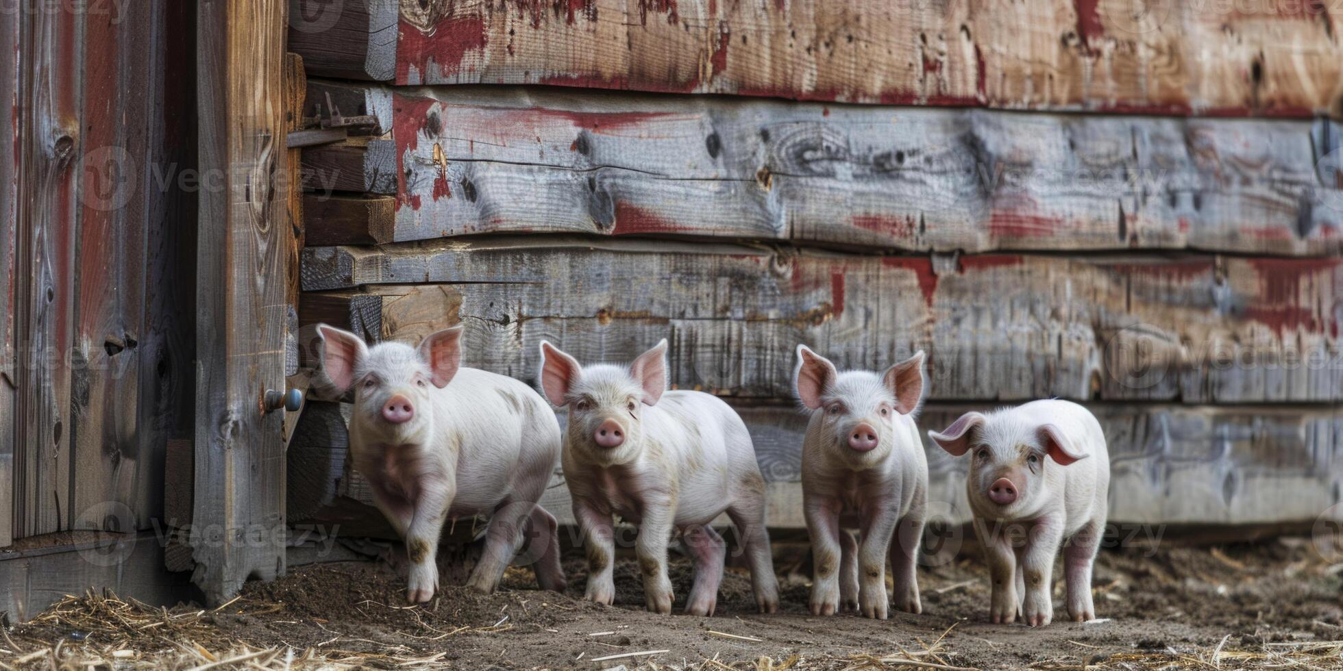 pigs in a pigsty on a farm photo
