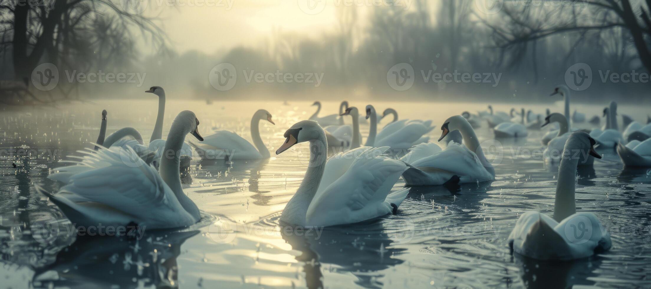 swans on the lake wildlife photo