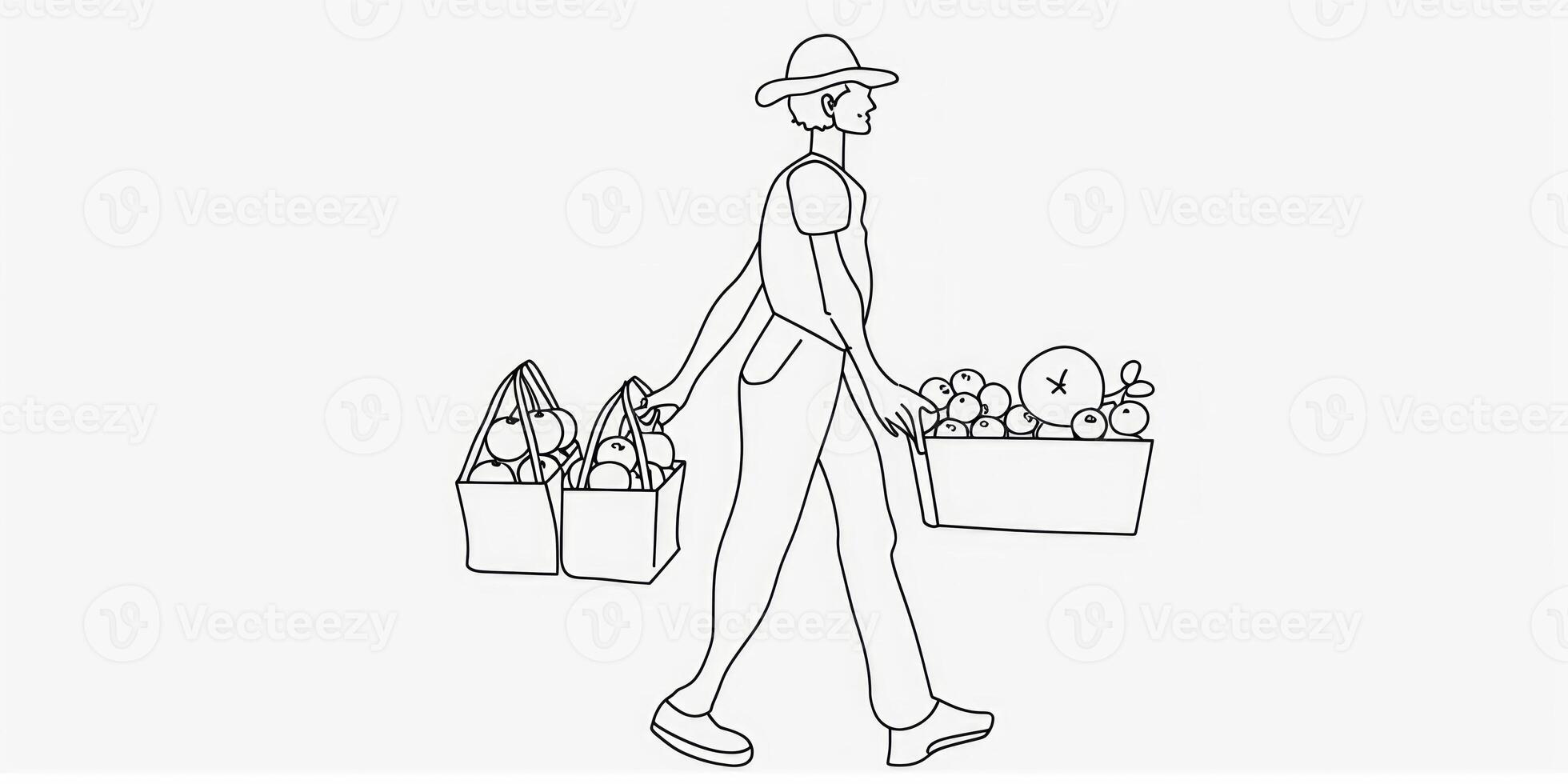 Farmer with box of vegetables illustration photo