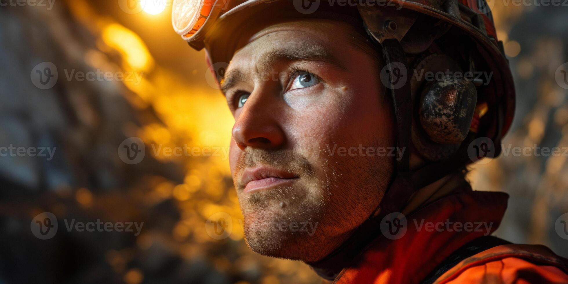 miner at the mine close-up portrait photo