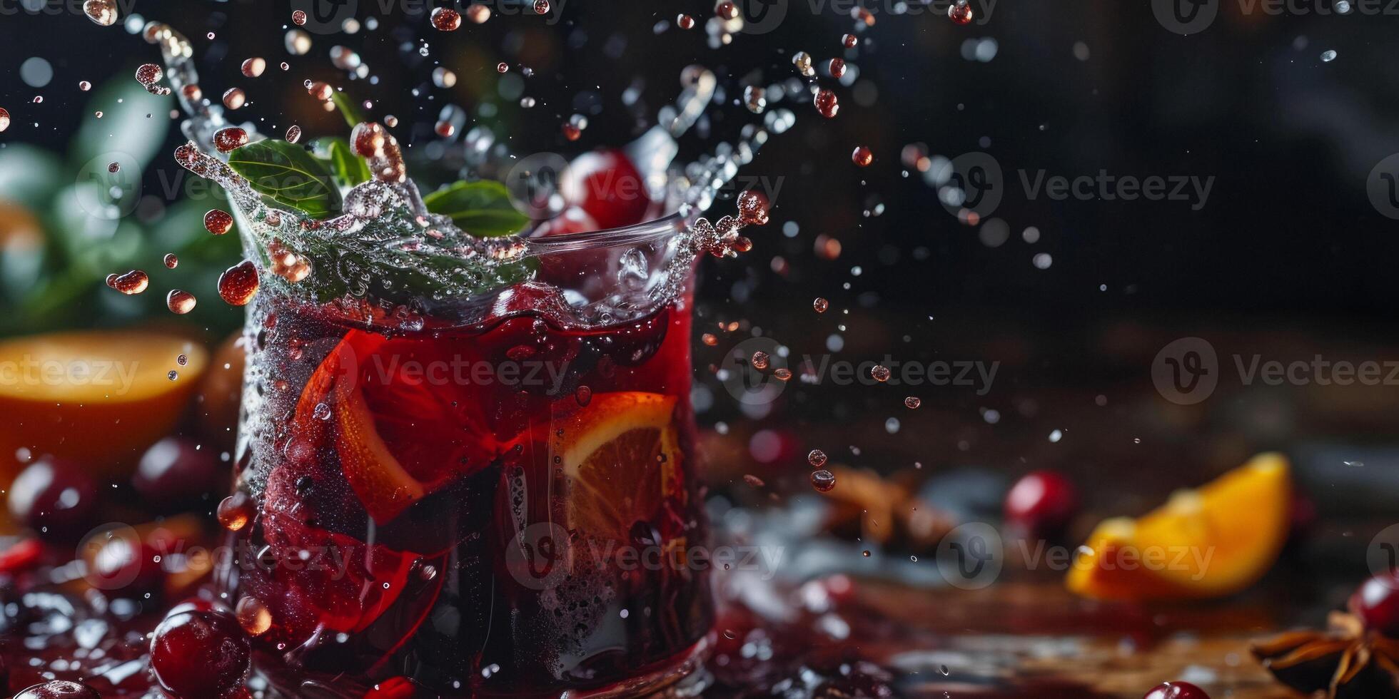 mulled wine hot wine with spices splashes photo