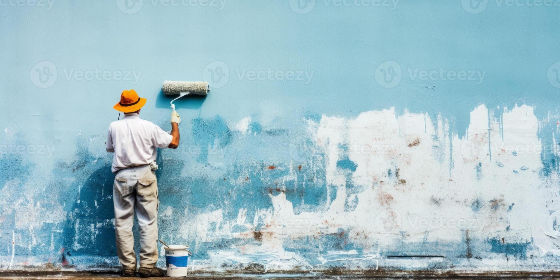 painter painting a wall photo